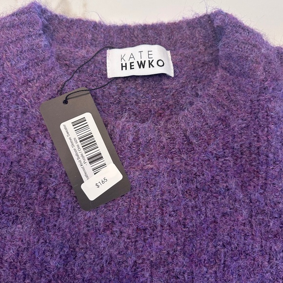 NWT - KATE HEWKO Heathered Purple Knit Balloon Sleeve Sweater - OS - Picture 12 of 16